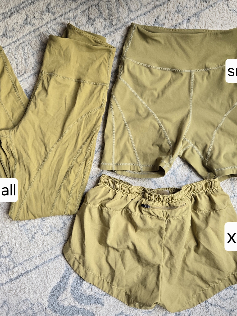 Runners Love Yoga 3-Piece Olive Green Activewear Set - Leggings, Shorts & Skort